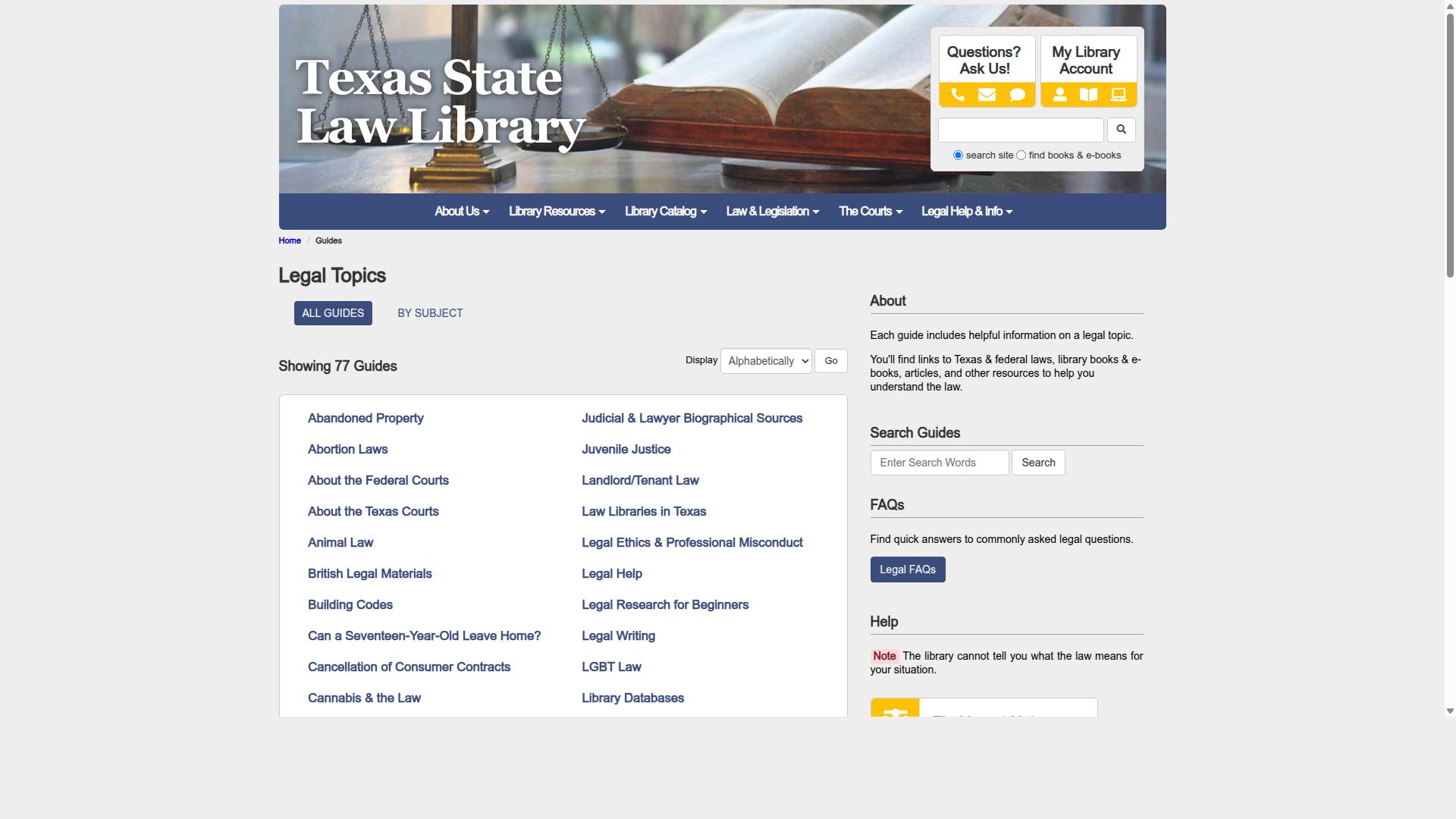 Texas for Weapon and Federal Crimes website